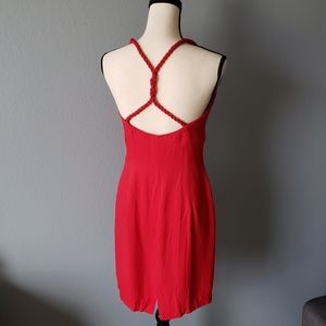 Vintage Red Braided Rope Back Dress
